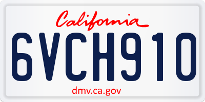 CA license plate 6VCH910