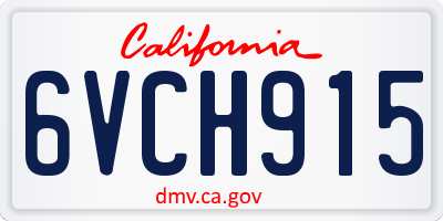 CA license plate 6VCH915