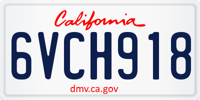 CA license plate 6VCH918