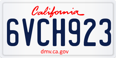 CA license plate 6VCH923