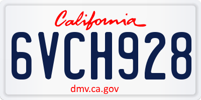 CA license plate 6VCH928
