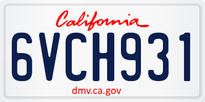 CA license plate 6VCH931