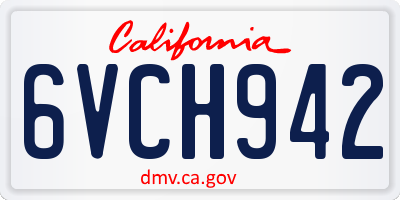 CA license plate 6VCH942