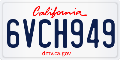 CA license plate 6VCH949
