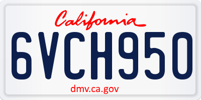 CA license plate 6VCH950