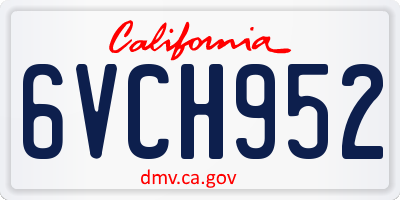 CA license plate 6VCH952