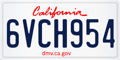 CA license plate 6VCH954