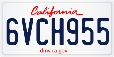 CA license plate 6VCH955