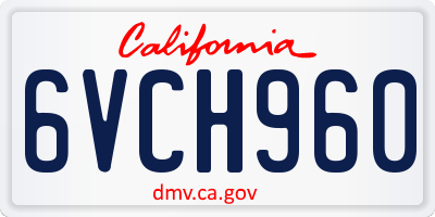CA license plate 6VCH960