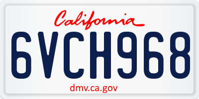 CA license plate 6VCH968