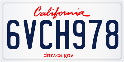 CA license plate 6VCH978