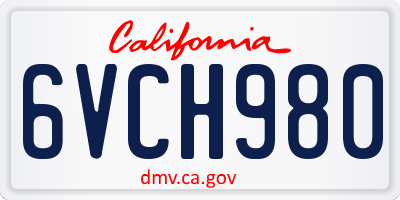 CA license plate 6VCH980