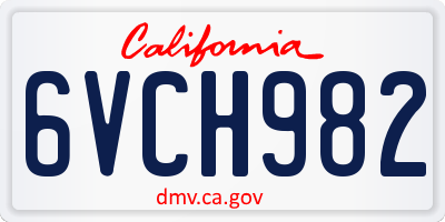CA license plate 6VCH982