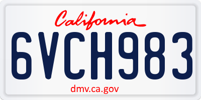 CA license plate 6VCH983