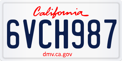 CA license plate 6VCH987