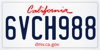 CA license plate 6VCH988