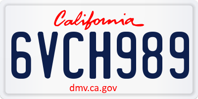 CA license plate 6VCH989