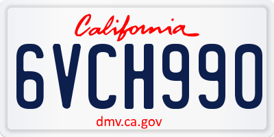 CA license plate 6VCH990