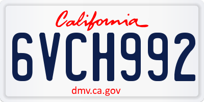 CA license plate 6VCH992