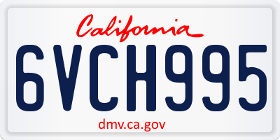 CA license plate 6VCH995