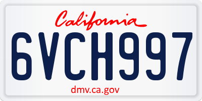CA license plate 6VCH997