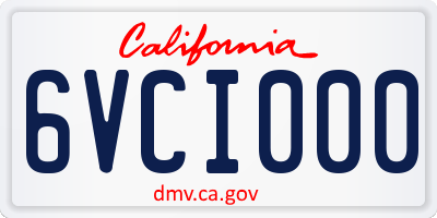 CA license plate 6VCI000