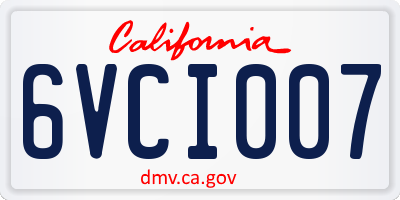 CA license plate 6VCI007