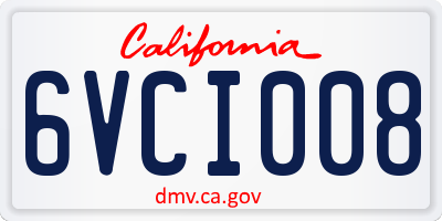 CA license plate 6VCI008