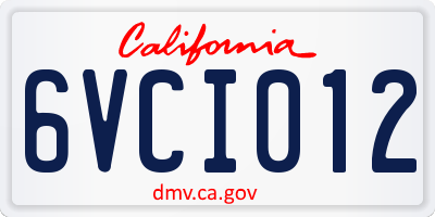 CA license plate 6VCI012