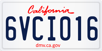 CA license plate 6VCI016
