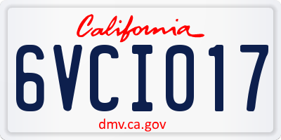 CA license plate 6VCI017