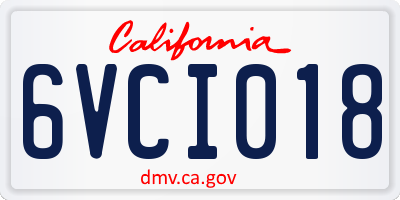 CA license plate 6VCI018