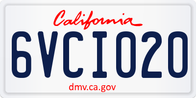 CA license plate 6VCI020