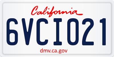 CA license plate 6VCI021