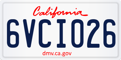CA license plate 6VCI026
