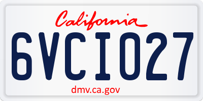 CA license plate 6VCI027