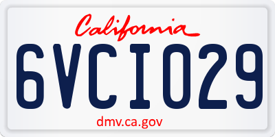 CA license plate 6VCI029