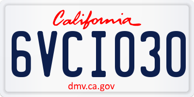 CA license plate 6VCI030