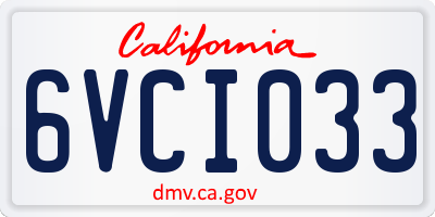 CA license plate 6VCI033