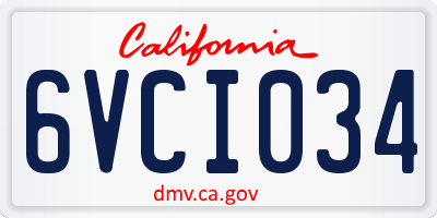CA license plate 6VCI034