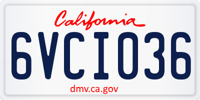 CA license plate 6VCI036