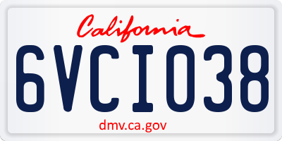 CA license plate 6VCI038