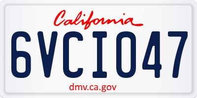 CA license plate 6VCI047