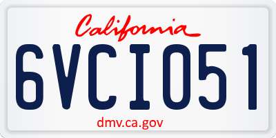 CA license plate 6VCI051