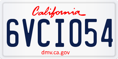 CA license plate 6VCI054