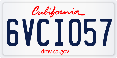 CA license plate 6VCI057