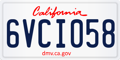 CA license plate 6VCI058