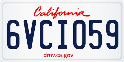 CA license plate 6VCI059