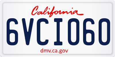 CA license plate 6VCI060