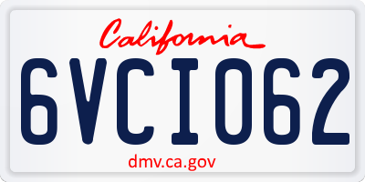 CA license plate 6VCI062